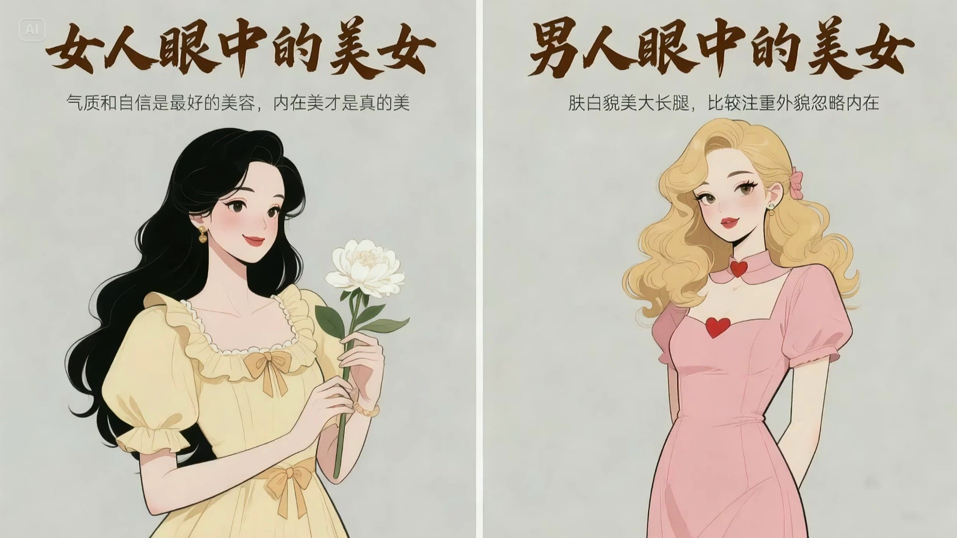 男人认为的美女和女人认为的美女,有什么不同?...
